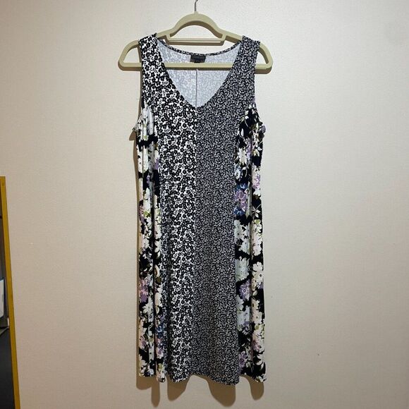 J Jill Wearever Collection M TALL Floral Patchwork Mixed Print Sleeveless Dress - Picture 2 of 13
